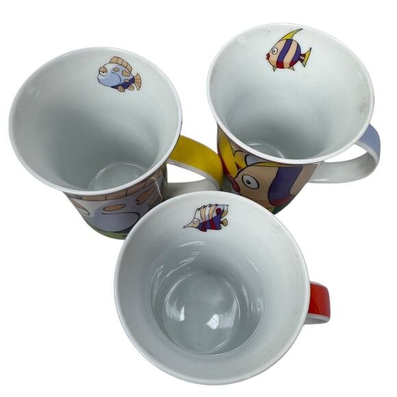 Maxwell & Williams Splash Fish Design Coffee Mug 4.2" Quality Porcelain Set of 3 - Picture 8 of 11